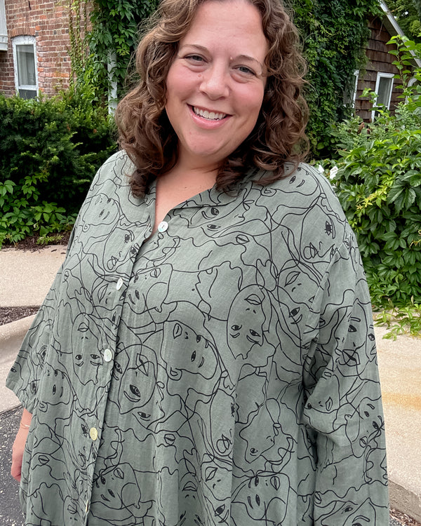 Faces Long Sleeve Shirt | Olive