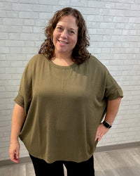 Urban Ribbed Hi-Lo Top | Sage Olive