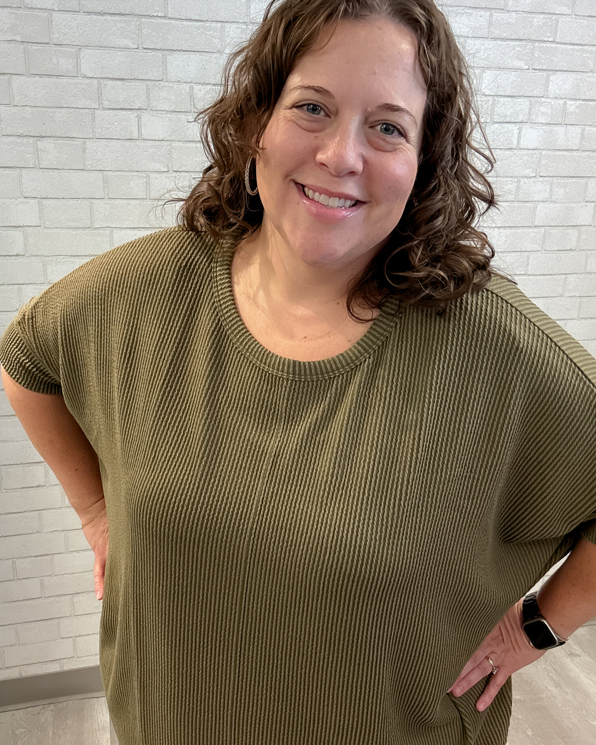 Urban Ribbed Hi-Lo Top | Sage Olive