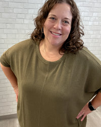 Urban Ribbed Hi-Lo Top | Sage Olive