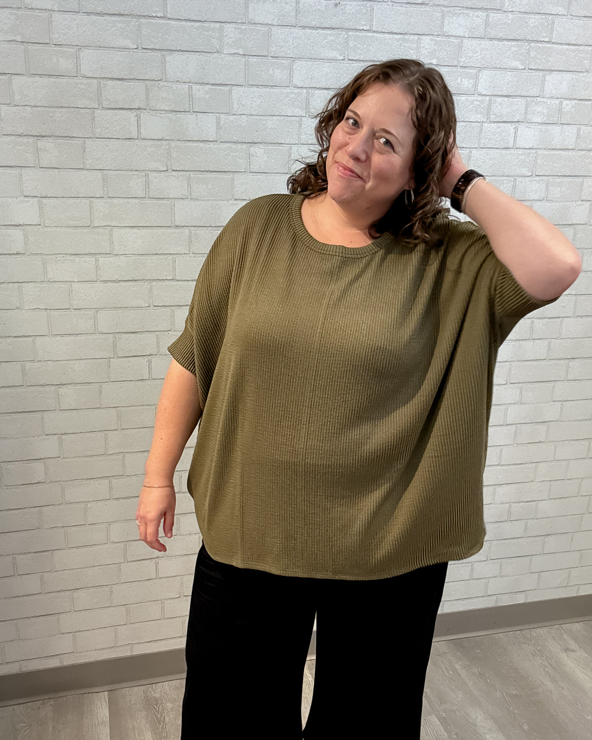 Urban Ribbed Hi-Lo Top | Sage Olive