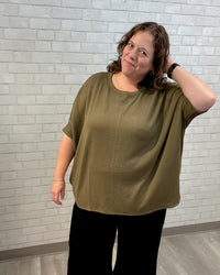Urban Ribbed Hi-Lo Top | Sage Olive