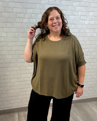 Urban Ribbed Hi-Lo Top | Sage Olive