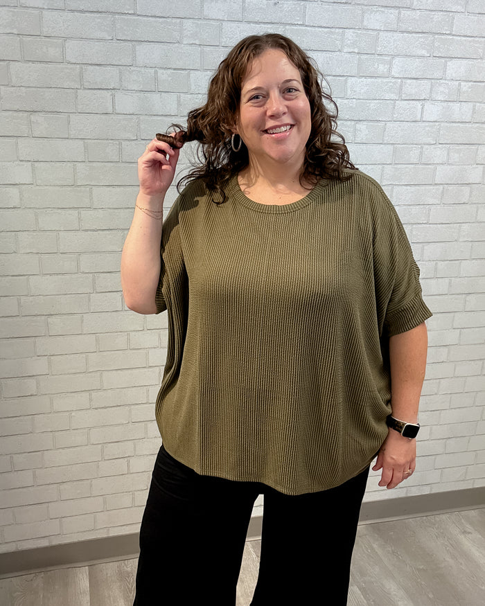 Urban Ribbed Hi-Lo Top | Sage Olive