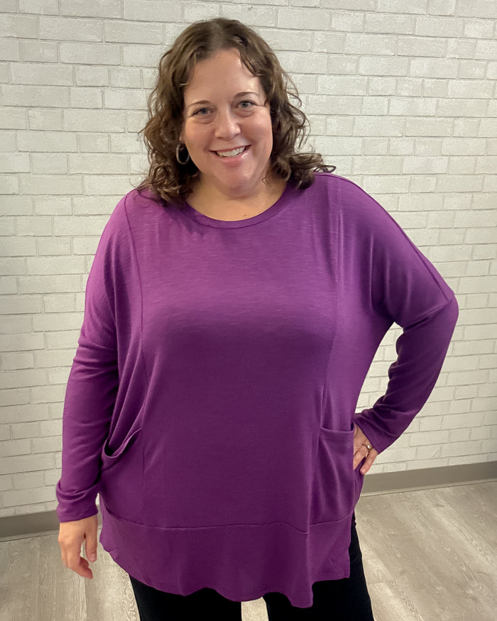 Slub Pocket Top | Eggplant