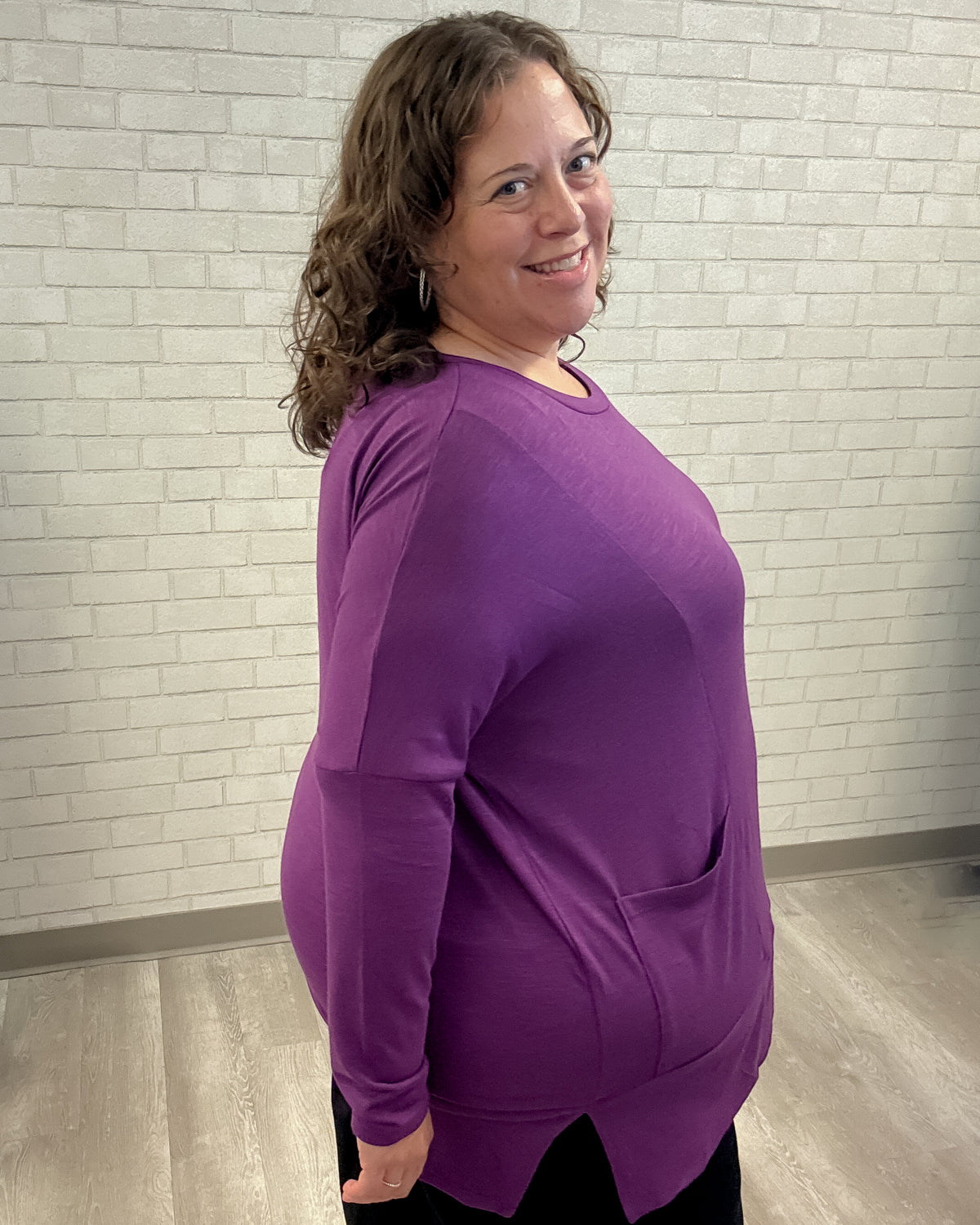 Slub Pocket Top | Eggplant