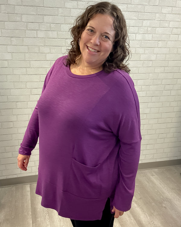 Slub Pocket Top | Eggplant