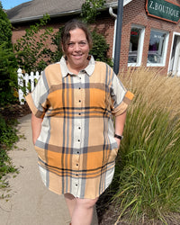 Amaris Dress | Apricot Plaid