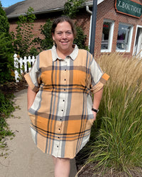 Amaris Dress | Apricot Plaid