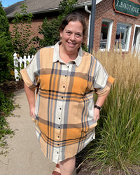 Amaris Dress | Apricot Plaid