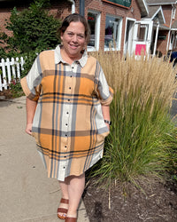 Amaris Dress | Apricot Plaid