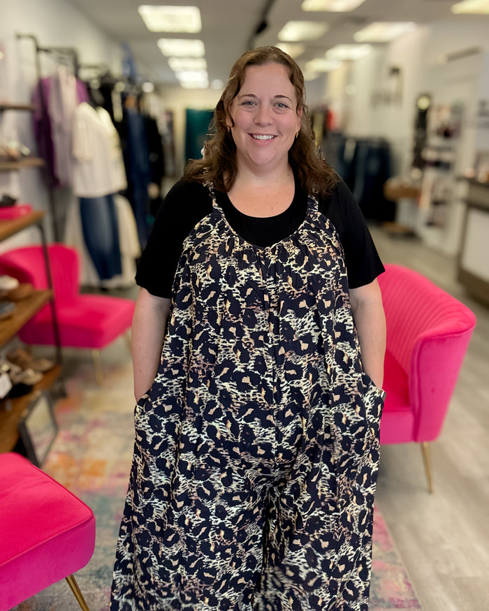 Joanna Linen Bamboo Jumpsuit | Leopard