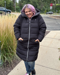 Technical Down Long Jacket | Black