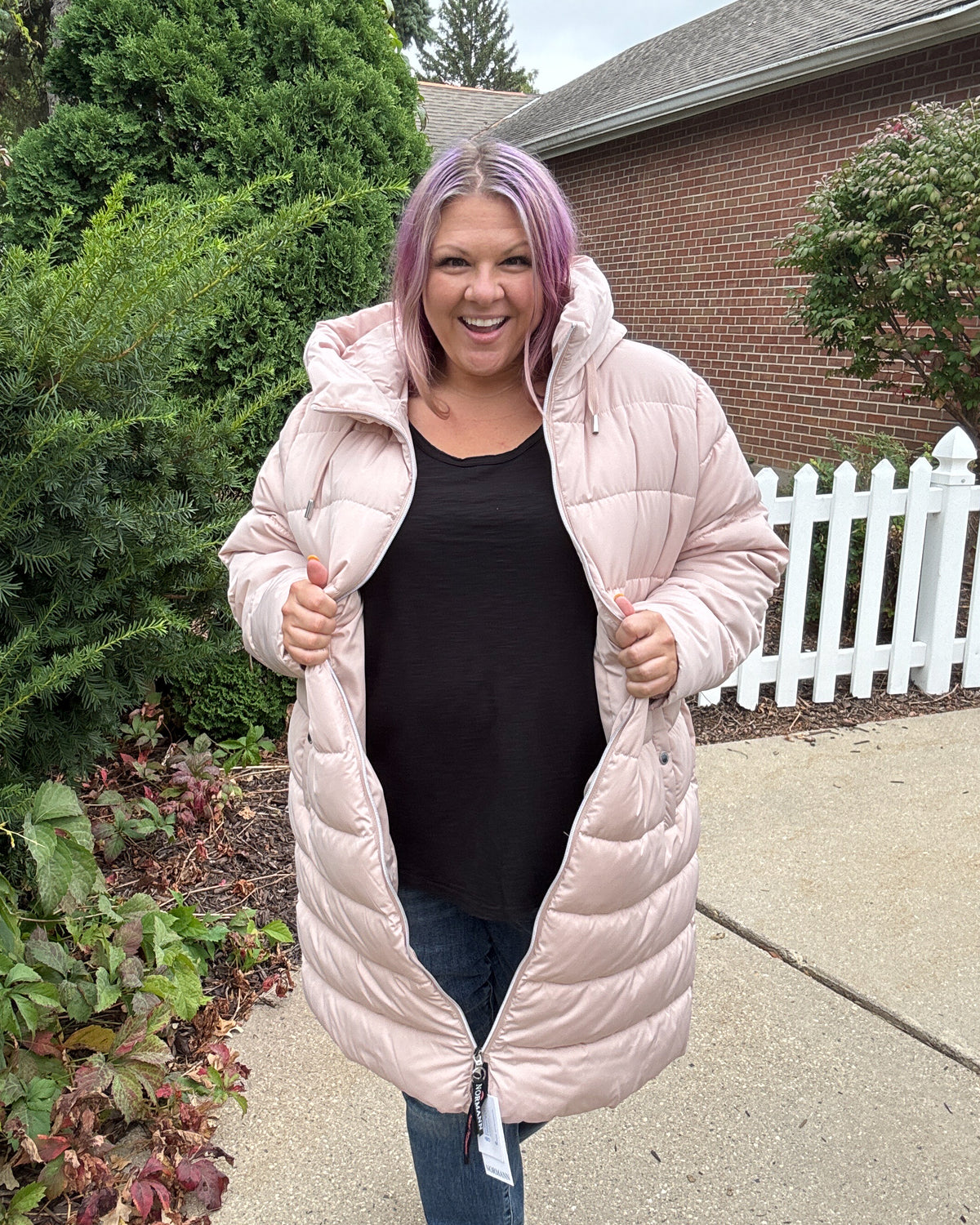 Technical Down Long Jacket | Blush