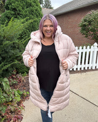 Technical Down Long Jacket | Blush