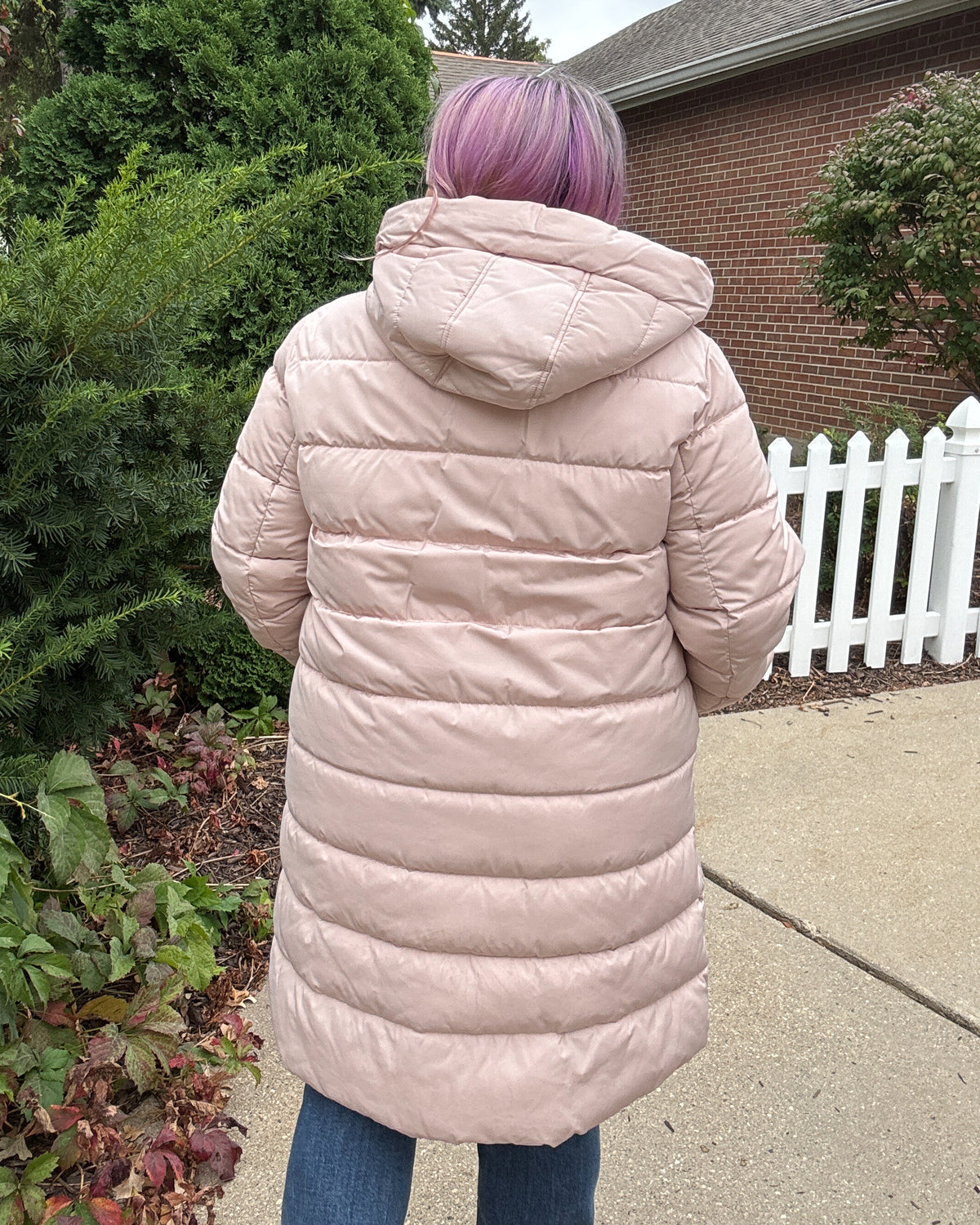 Technical Down Long Jacket | Blush