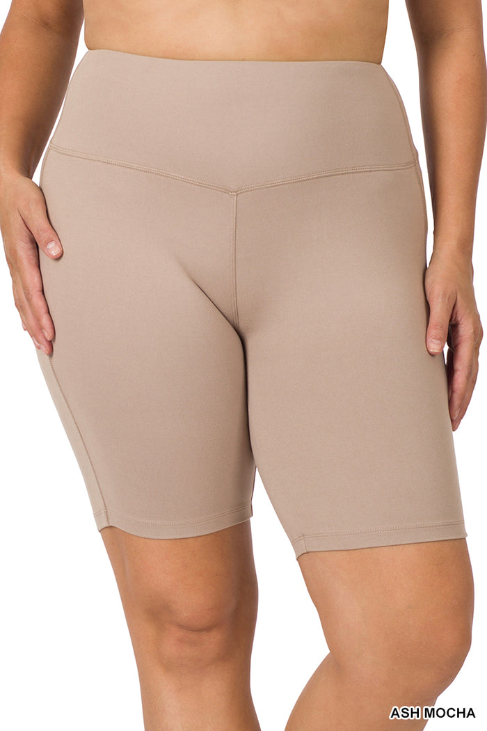 Ash Mocha Brushed Wide Waistband Biker Short