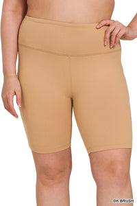 Brushed Wide Waistband Biker Shorts | Dark Brush