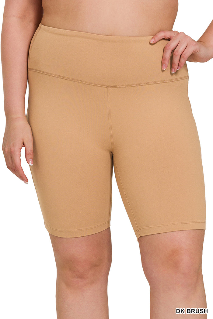 Brushed Wide Waistband Biker Shorts | Dark Brush