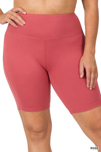 Brushed Wide Waistband Biker Shorts | Rose
