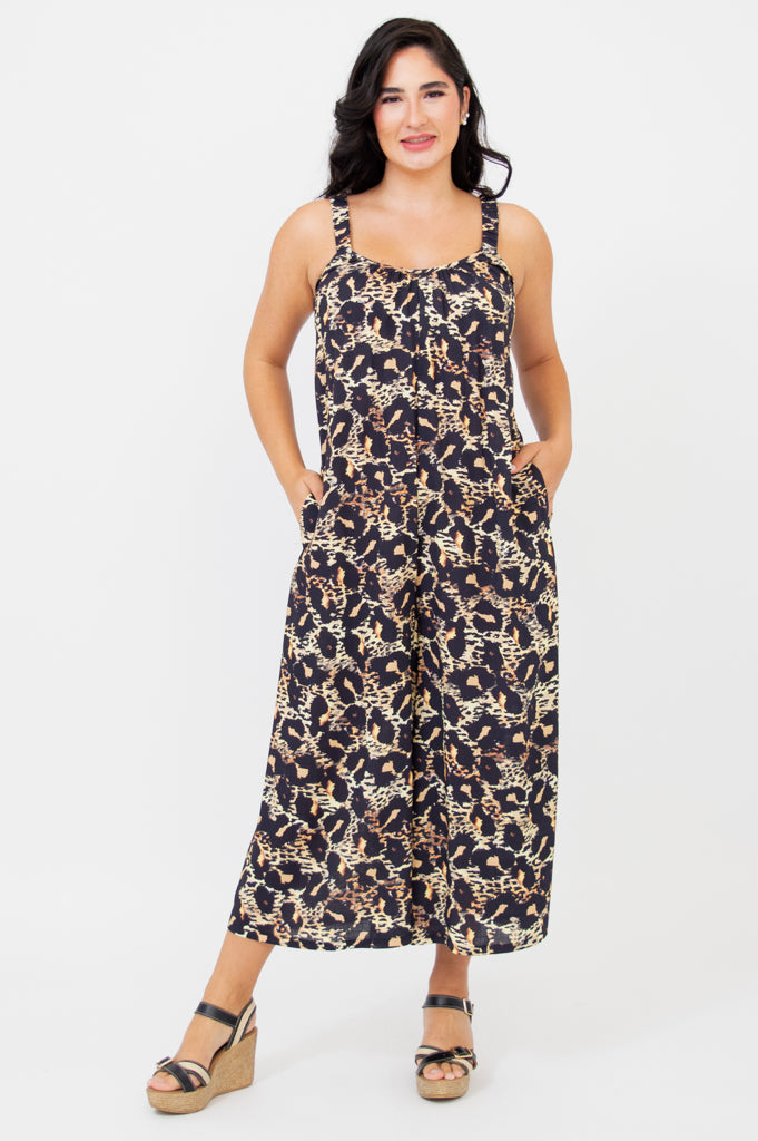 Joanna Linen Bamboo Jumpsuit | Leopard