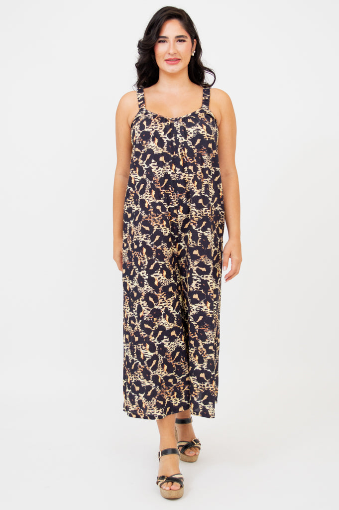 Joanna Linen Bamboo Jumpsuit | Leopard