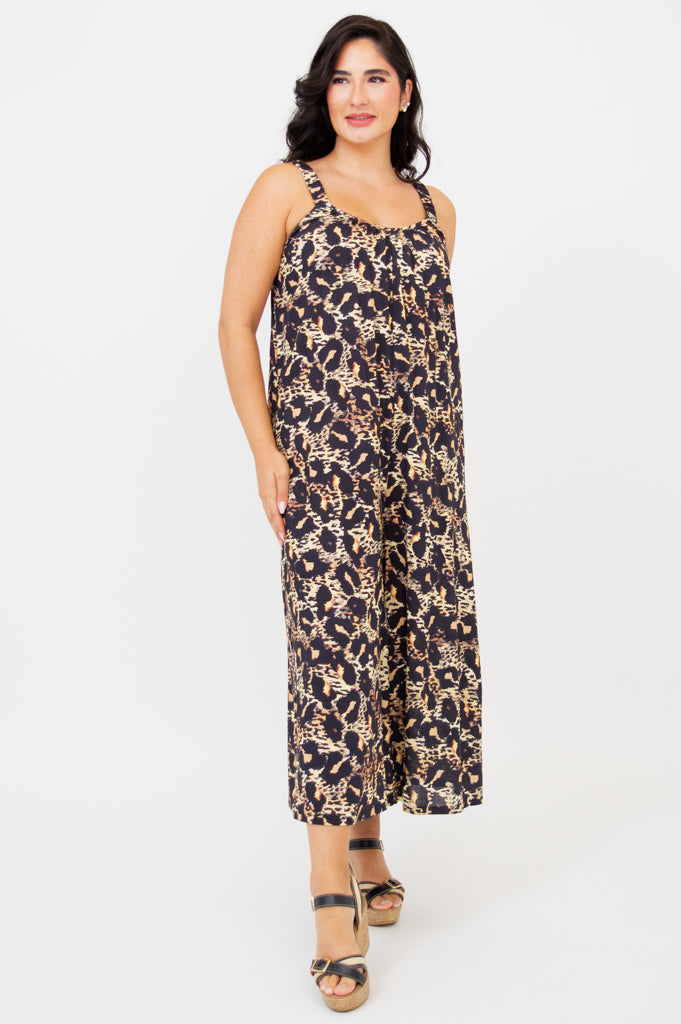 Joanna Linen Bamboo Jumpsuit | Leopard