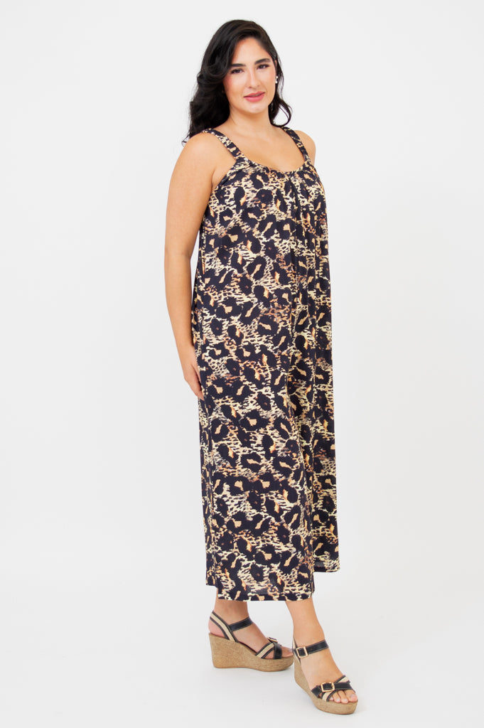 Joanna Linen Bamboo Jumpsuit | Leopard