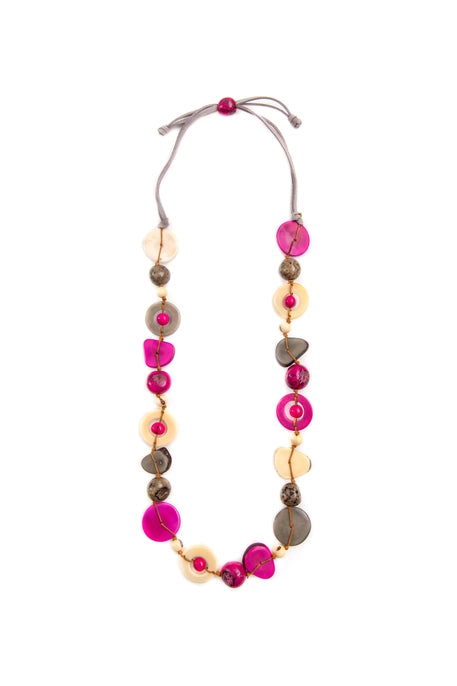 Brianna Necklace | Fuchsia/Gray/Ivory