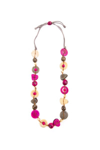 Brianna Necklace | Fuchsia/Gray/Ivory