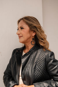 Salma Earrings | Café con Leche & Onyx Black