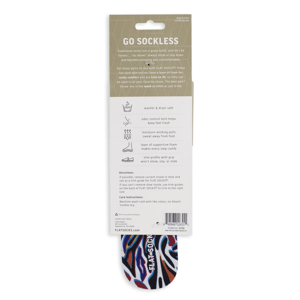 Flat Socks in Zebra Abstract