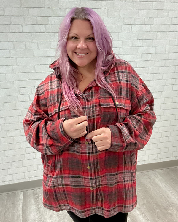 Plaid Shacket | Red