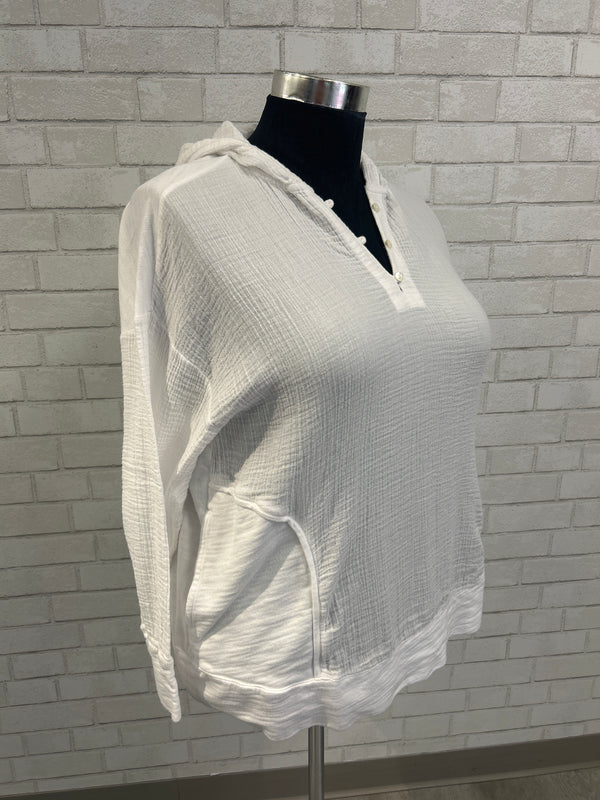White Gauze Hoodie - PureJill