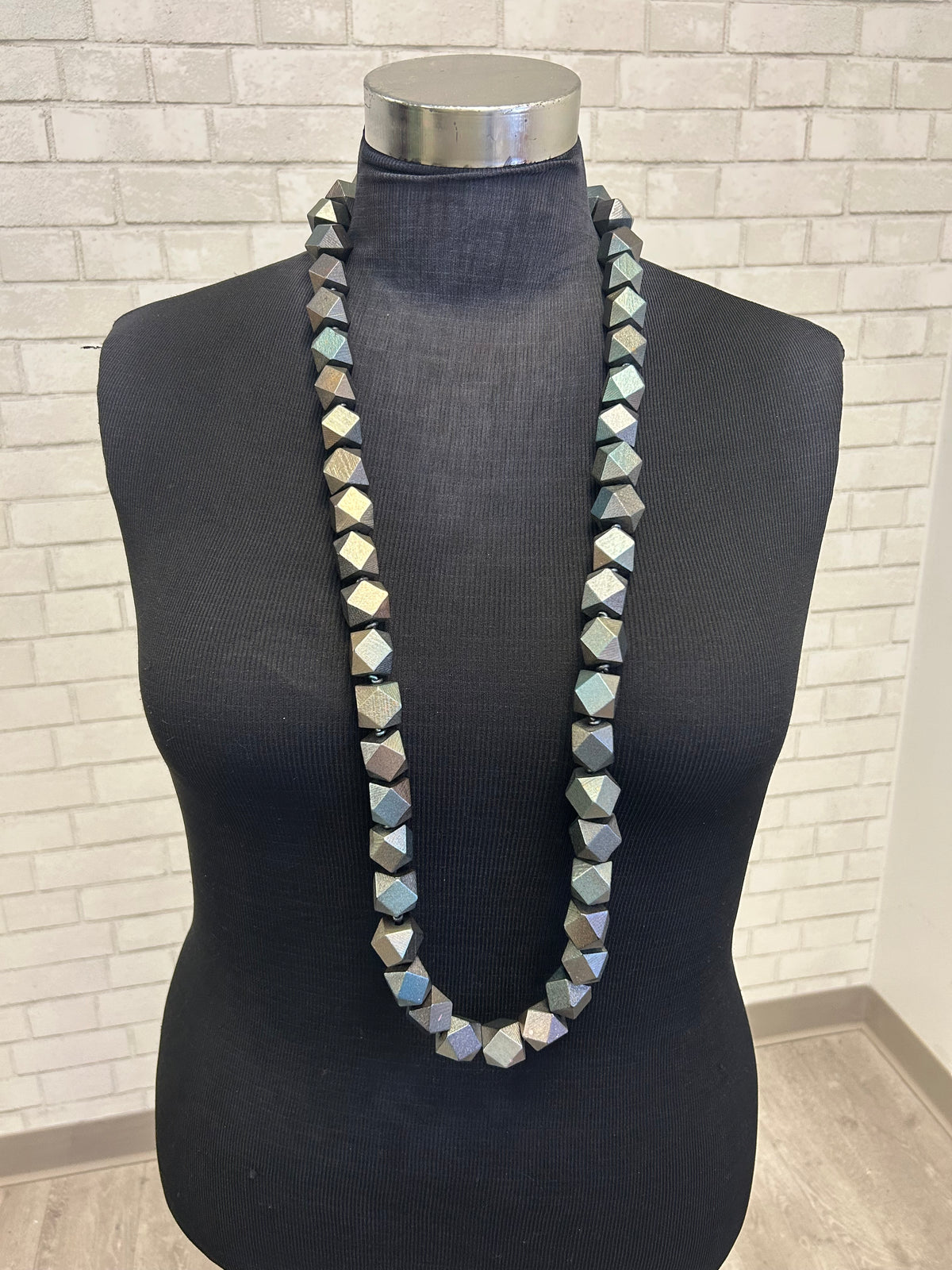 Silver Chunky Beaded Necklace