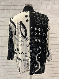 Black & White Printed/Colorblock Top