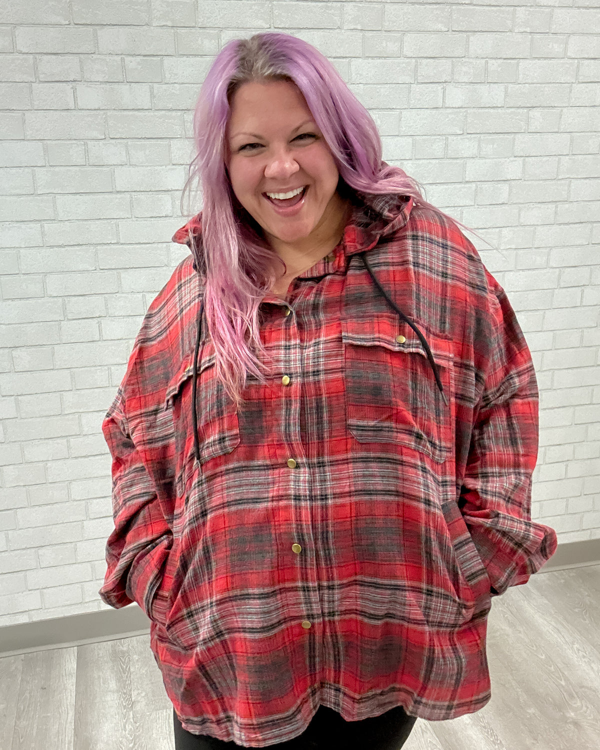 Plaid Shacket | Red