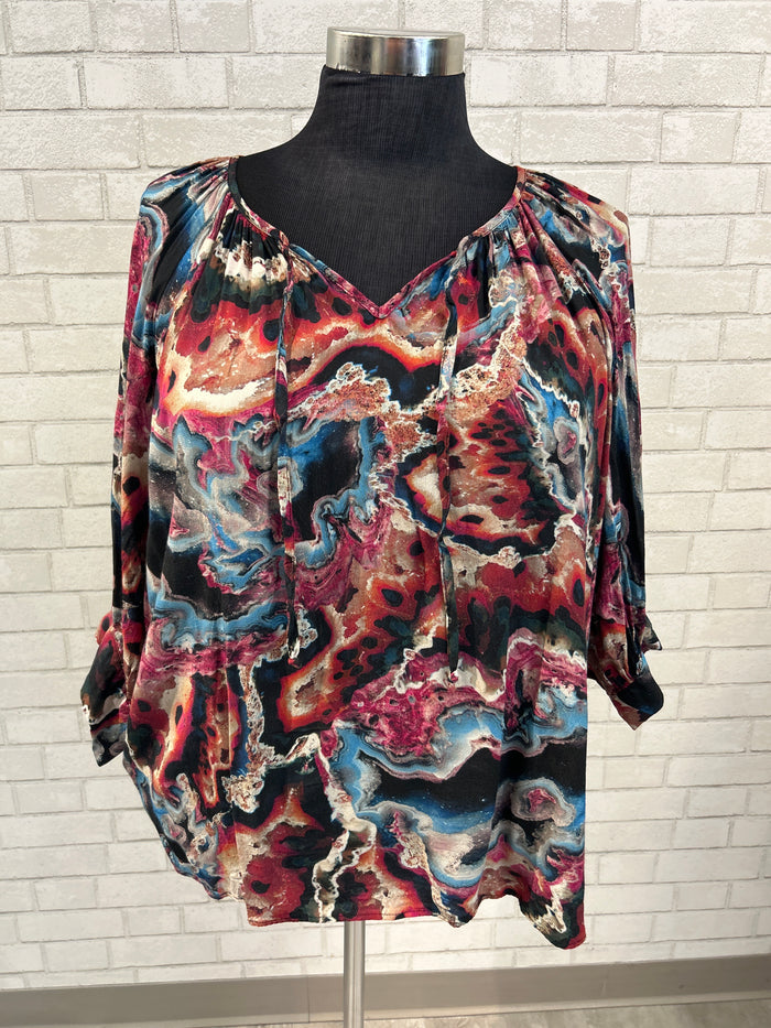 Marbled Print Blouse - Karen Kane