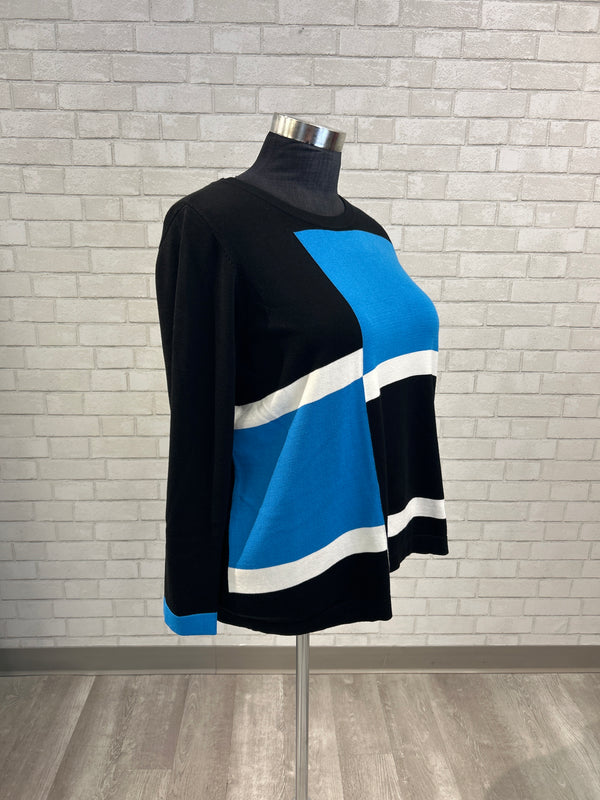 NWT Blue/Black/White Colorblock Sweater - Ulla Popken