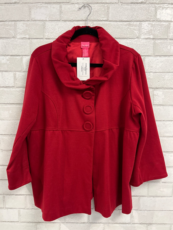 Red Big Button Jacket - Du Jour
