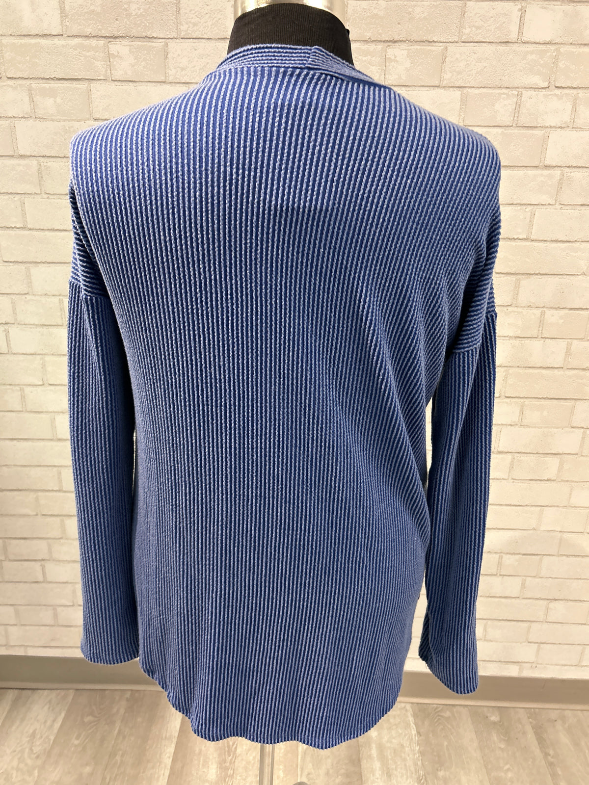 Blue Ribbed Cardigan - Heimish