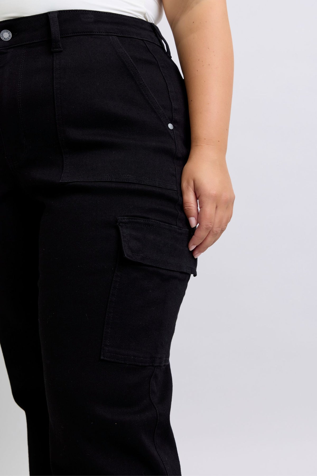 High Waist Cargo Wide Leg Jeans | Black