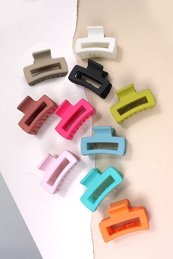 Matte Rectangle Mini Cutout Hair Claw Clip