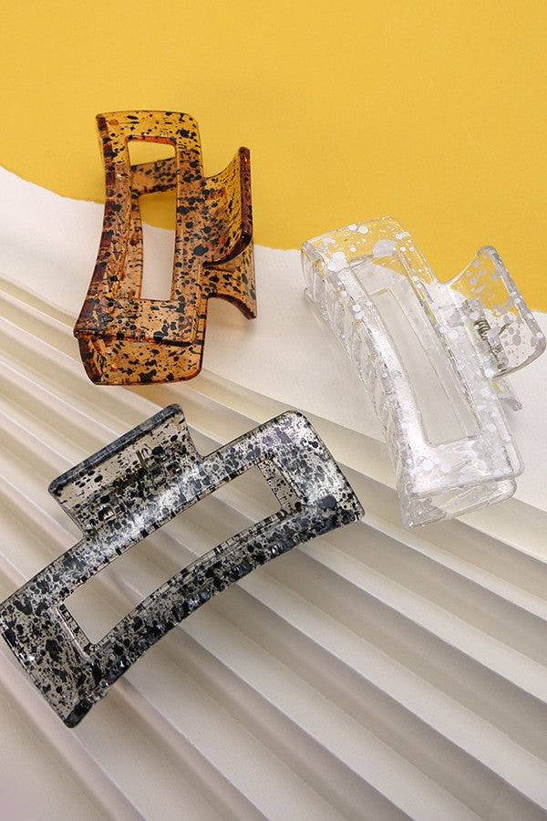 Rectangle Clear Speckle Hair Claw Clip