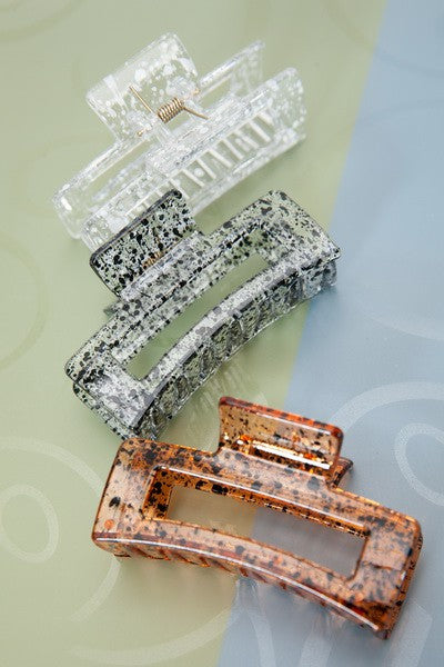 Rectangle Clear Speckle Hair Claw Clip