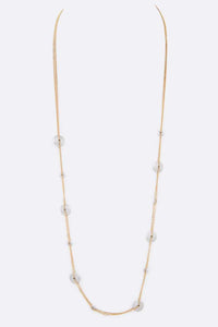 Crystal Pave Disk Long Necklace