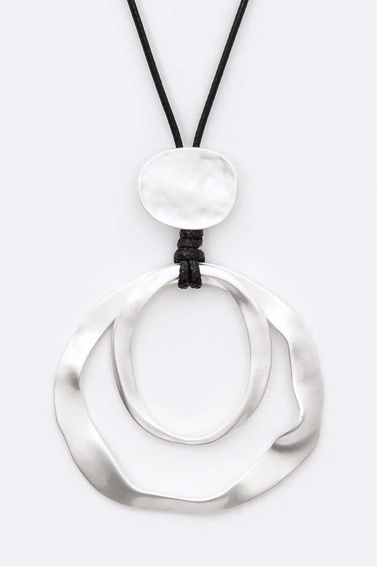 Satin Finish Long Pendant Necklace Set