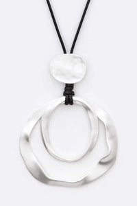 Satin Finish Long Pendant Necklace Set