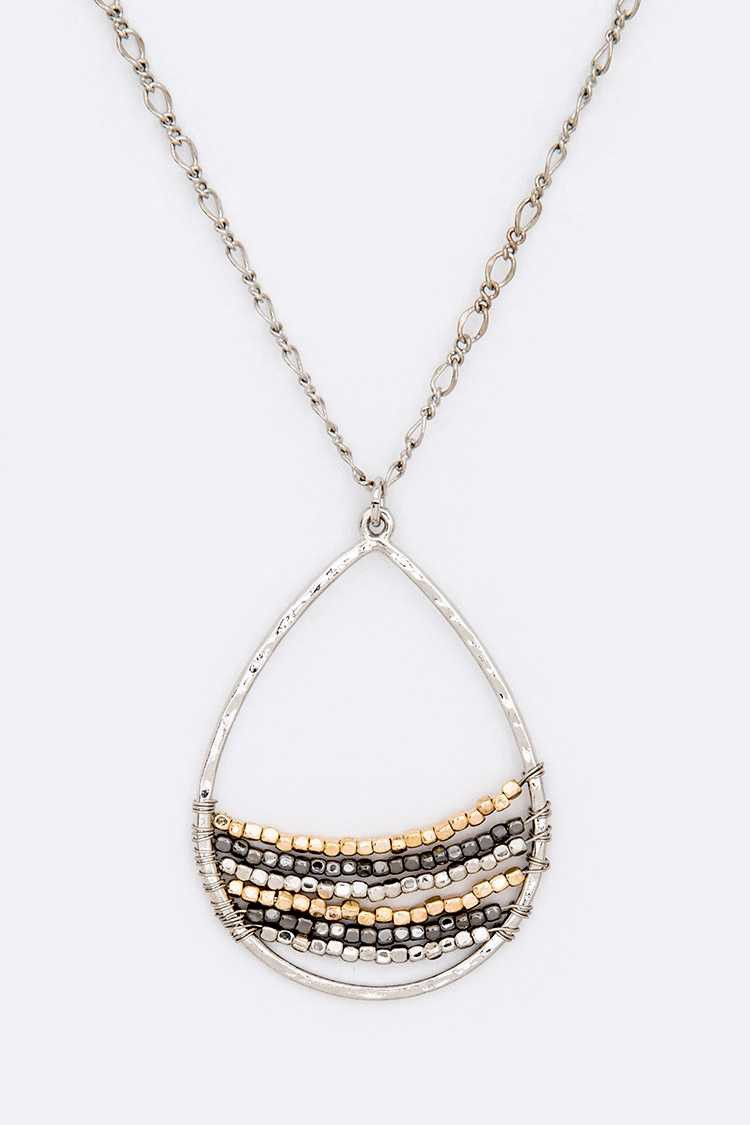 Mix Metallic Beads Pendant Necklace