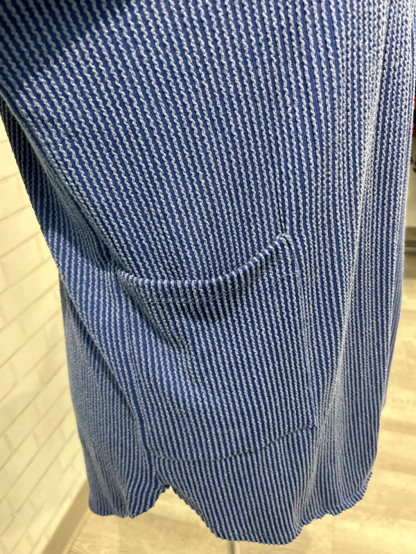 Blue Ribbed Cardigan - Heimish